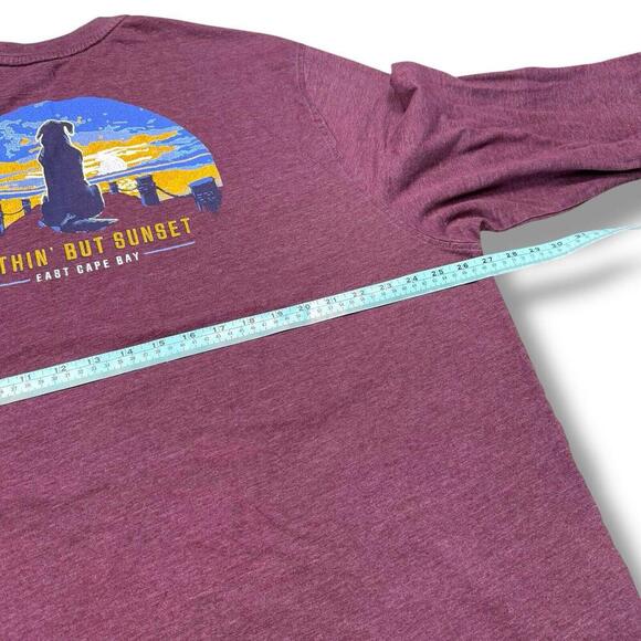 Izod Saltwater Relaxed Long Sleeve Shirt Mens 2X LT Burgundy Dog Sunset Graphic - Picture 10 of 12